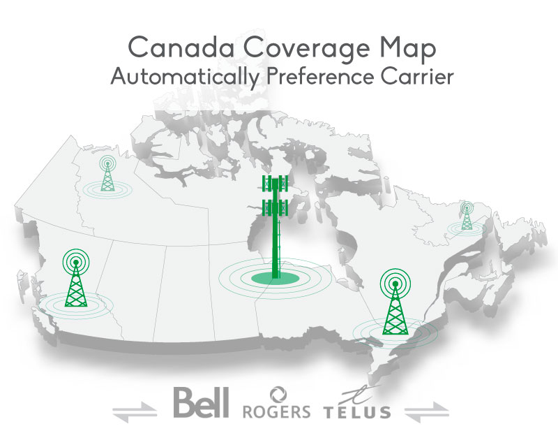 Canada Data SIM Coverage Map 4G 5G Rogers Bell Telus